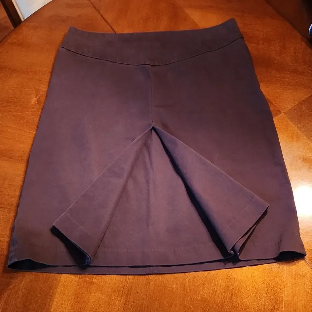 GAP Vintage A-line Stretch Knee Length Center Pleat Skirt, Size 10, Dark Brown